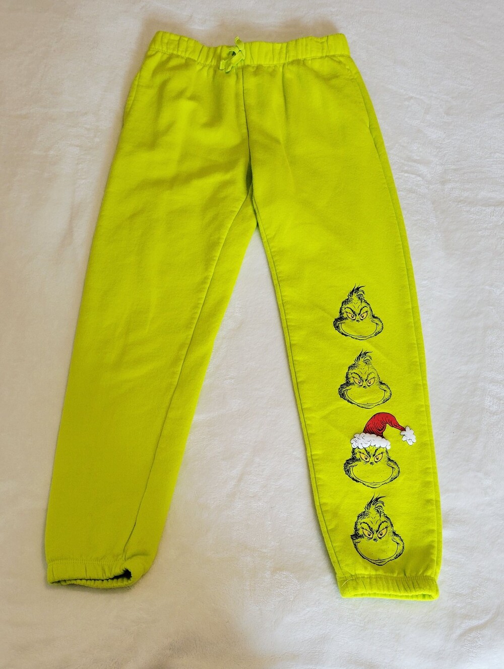 Girls Yellow-Green Grinch Graphic Joggers